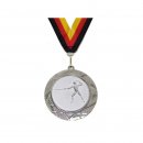 Medaille D=70mm, Fechten inkl. 22mm Band, Silberfarbig