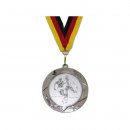 Medaille D=70mm, Fussbll (H) inkl. 22mm Band, Silberfarbig