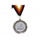 Medaille D=70mm, Kegeln (H) inkl. 22mm Band, Silberfarbig