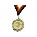 Medaille D=70mm, Rottweiler inkl. 22mm Band, Goldfarbig