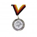 Medaille D=70mm, Rottweiler inkl. 22mm Band, Silberfarbig