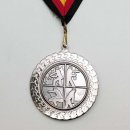 Medaille  Feuerwehrsignet DFV D=70mm in 3D, inkl.  22mm Band, Silberfarbig