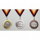 Medaille  Feuerwehrsignet DFV D=70mm in 3D, inkl.  22mm Band, 3er Serie