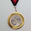Medaille  Friseur D=70mm in 3D, inkl.  22mm Band, Goldfarbig