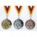 Medaille Kicker gold, silber und bronze mit Band am Haken