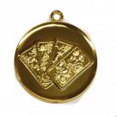 Medaille Schafkopf mit se  50mm, goldfarben in Metall