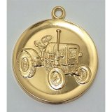 Medaille Traktor mit �se  50mm, goldfarben in Metall