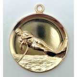 Medaille Wasserski mit se  50mm, goldfarben in Metall