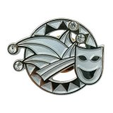 Pin Karneval Kappe und Maske bicolor D=23mm mit...