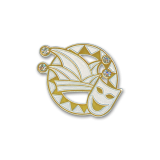 Pin Karneval  Kappe und Maske bicolor D=23mm rund durch...