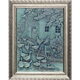 Relief aus Zinn, Enten - Bauernhof 44x34cm