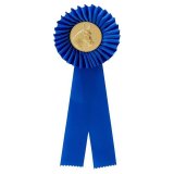 Rosette 1- Ring versch. Farben Alu-Embl. Pferdekopf