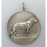 Schferhund mit se  50mm, silberfarben in Metall