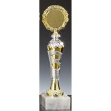 Trophe silber-gold H255mm Marmor 65x30mm wei