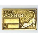 Türschild Messing Hier wohnen & Katze 115 x 70 mm inkl....