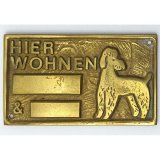 Türschild Messing Hier wohnen & Pudel 115 x 70 mm inkl....