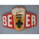 Wandschild Bier mit offner Beer Open Here H.20x30cm