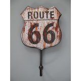 Wandschild Wandhaken Kleiderhaken  Schild Eisen Route 66 H.18cm x L.11cm