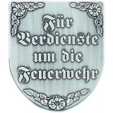 Wappen 75x65mm geprgt Feuerwehr Fr Verdienst u.d.Feuerwehr