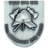 Wappen 75x65mm geprgt Feuerwehr Helm + Hacke