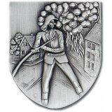 Wappen 75x65mm geprgt Feuerwehr Spritzenmann