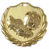 Zamak-Medaille Fußball 49x48mm gold 22 Gramm / Rückseite:...