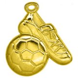 Zamak-Medaille Fußball 53x50mm gold 35 Gramm, Rückseite:...