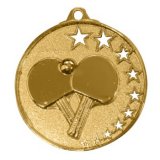 Zamak-Medaille Tischtennis 50mm gold 26 Gramm