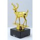 Figur Hirsch goldfarben   H=144mm mit  Marmorsockel 6x6x3cm incl.Montage