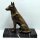 Figur Hund Schferhund sitzend auf Sockel  bronzefarben  H=19 cm inkl. Gravur