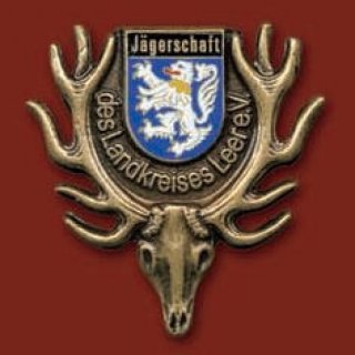 Abzeichen 34x35mm, bronzefarbig, geprgt und mehrfarbig bedruckt