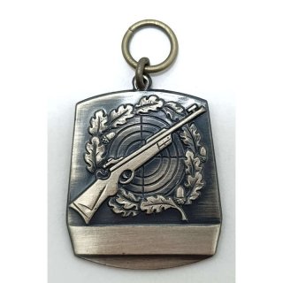 Abzeichen Gewehr altsilber, mit se & Ring ungelocht 35x35mm