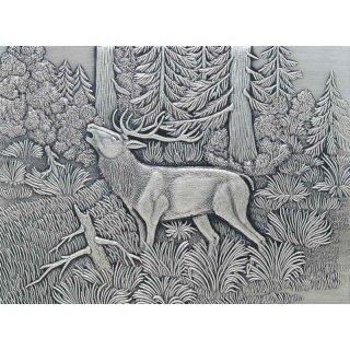Alu-Relief  Hirsch 20X15 cm incl Rahmen Breitformat