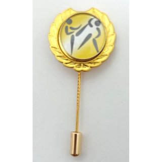 Anstecker 16 mm gold incl.15mm Emblem  nach Ihrer Vorlage  lange Nadel mit Nadelsicherung rckseitig ab 10 Stck