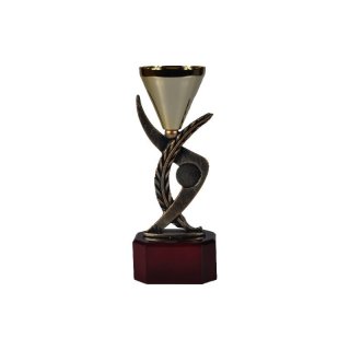 Award-Cup H=210mm auf Holzsackel, Gravur im Preis enthalten.