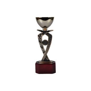 Award-Cup H=245mm  auf Holzsackel, Gravur im Preis enthalten.