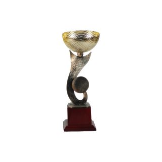 Award-Cup H=280mm auf Holzsackel, Gravur im Preis enthalten.