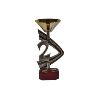 Award-Cup H=270mm Zahl-Nr.2 auf Holzsackel, Gravur im Preis enthalten.