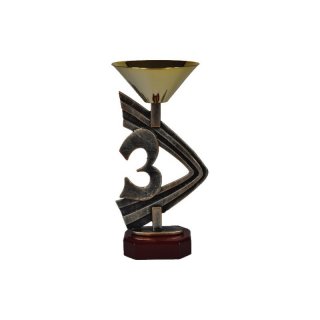 Award-Cup H=270mm Zahl-Nr.3 auf Holzsackel, Gravur im Preis enthalten.