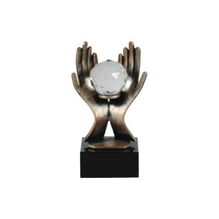 Award-Metall-Kristall Haltende Hände H=200mm, Gravur im Preis enthalten.