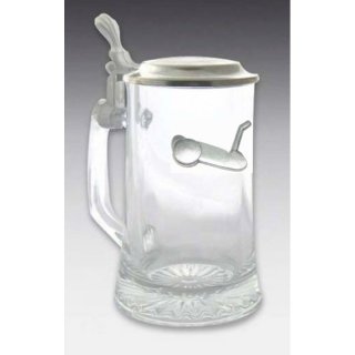 Bierkrug mit Deckel aus Reinem Zinn 0,5l Inkl. Motiv Hirsch Inkl. Motiv Golf Inkl. Wunsch Text Gravur