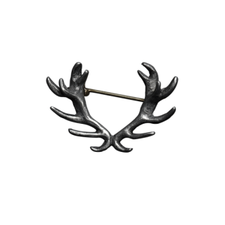 Brosche  - Hirschgeweih 27 x 18 mm, mit dreiteiliger Broschierung auf der Rckseite, altsilber nickelfrei
