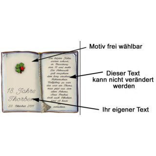 Buch mit Spruch zum 18. Geburtstag 27x22 cm personalisierbar
