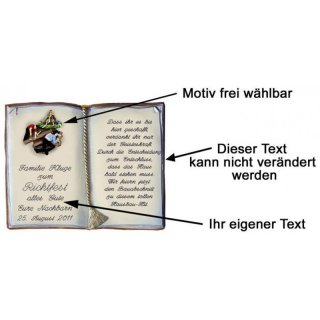 Buch mit Spruch zum Richtfest 27x22 cm personalisierbar