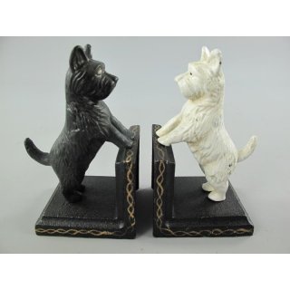 Buchsttzen Scottish Terrier weiss/schwarz 2er Set Eisen H.15cm