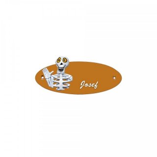Namensschild Oval- Klassik 170x70mm  Terrakotta Motiv Skelett