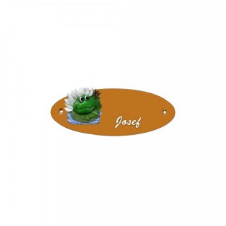Namensschild Oval- Klassik 170x70mm  Terrakotta Motiv Familie Vater Frosch