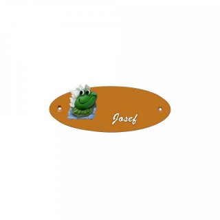 Namensschild Oval- Klassik 170x70mm  Terrakotta Motiv Familie Mutter Frosch