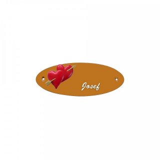 Namensschild Oval- Klassik 170x70mm  Terrakotta Motiv Herz mit Pfeil