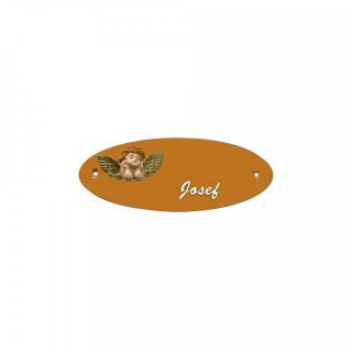 Namensschild Oval- Klassik 170x70mm  Terrakotta Motiv Herz Gold